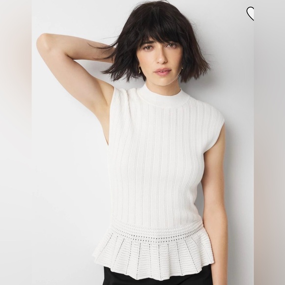 White House Black Market Tops - WHBM | Mock Neck Peplum Sweater (XS)